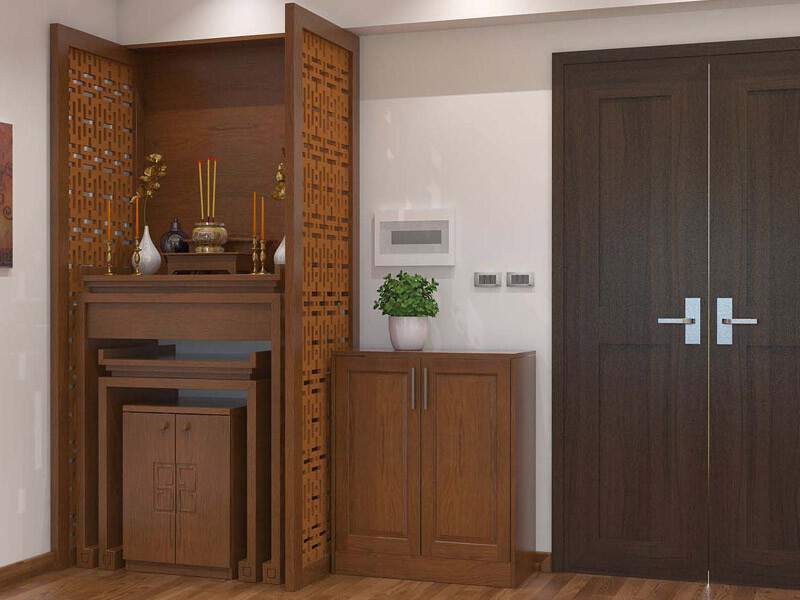 Những Mẫu Vách Ngăn Bàn Thờ Chung Cư Đẹp Nhất 2023 19 chon ban tho va cach ngan phu hop voi chung cu